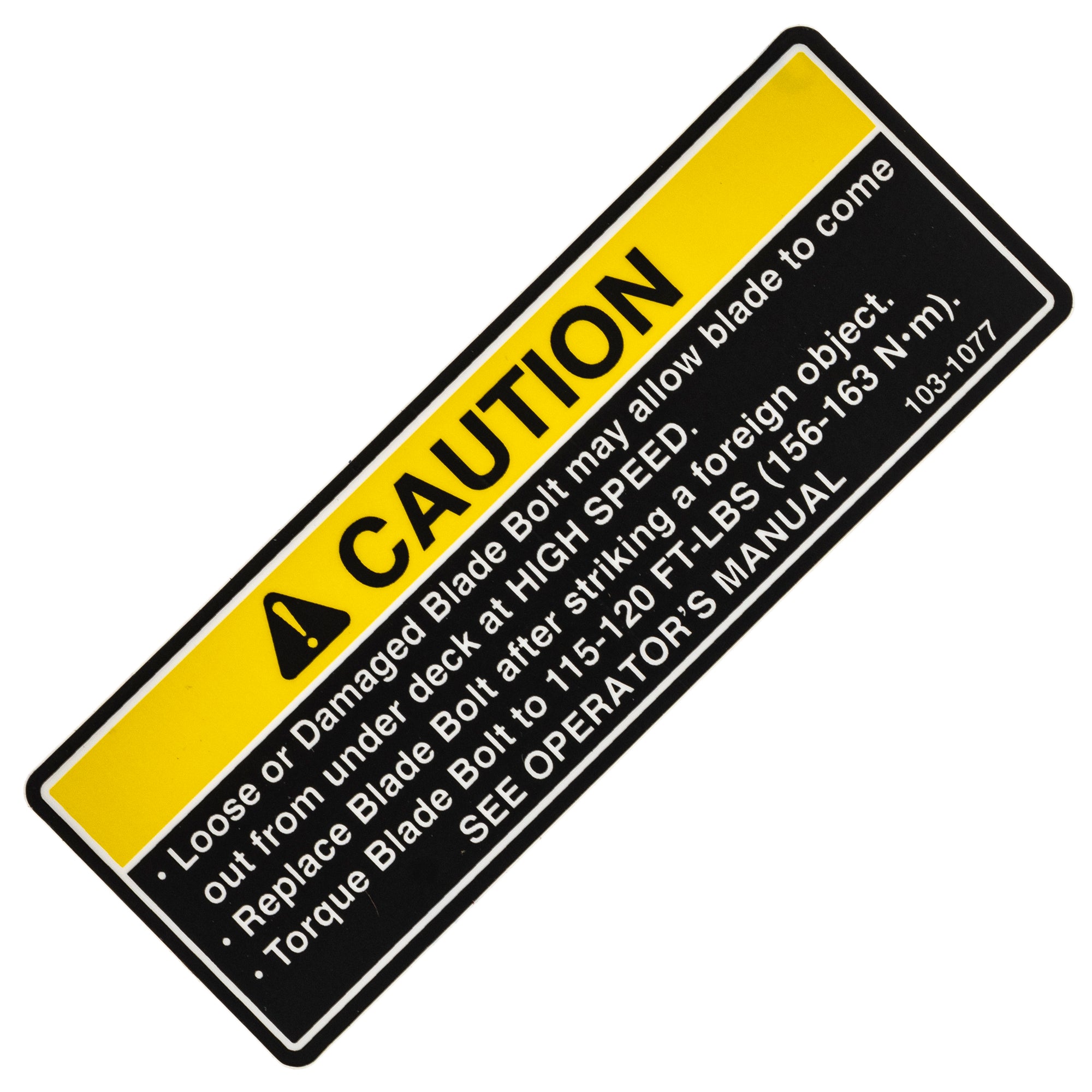 Exmark 103-1077 Bolt Torque Decal
