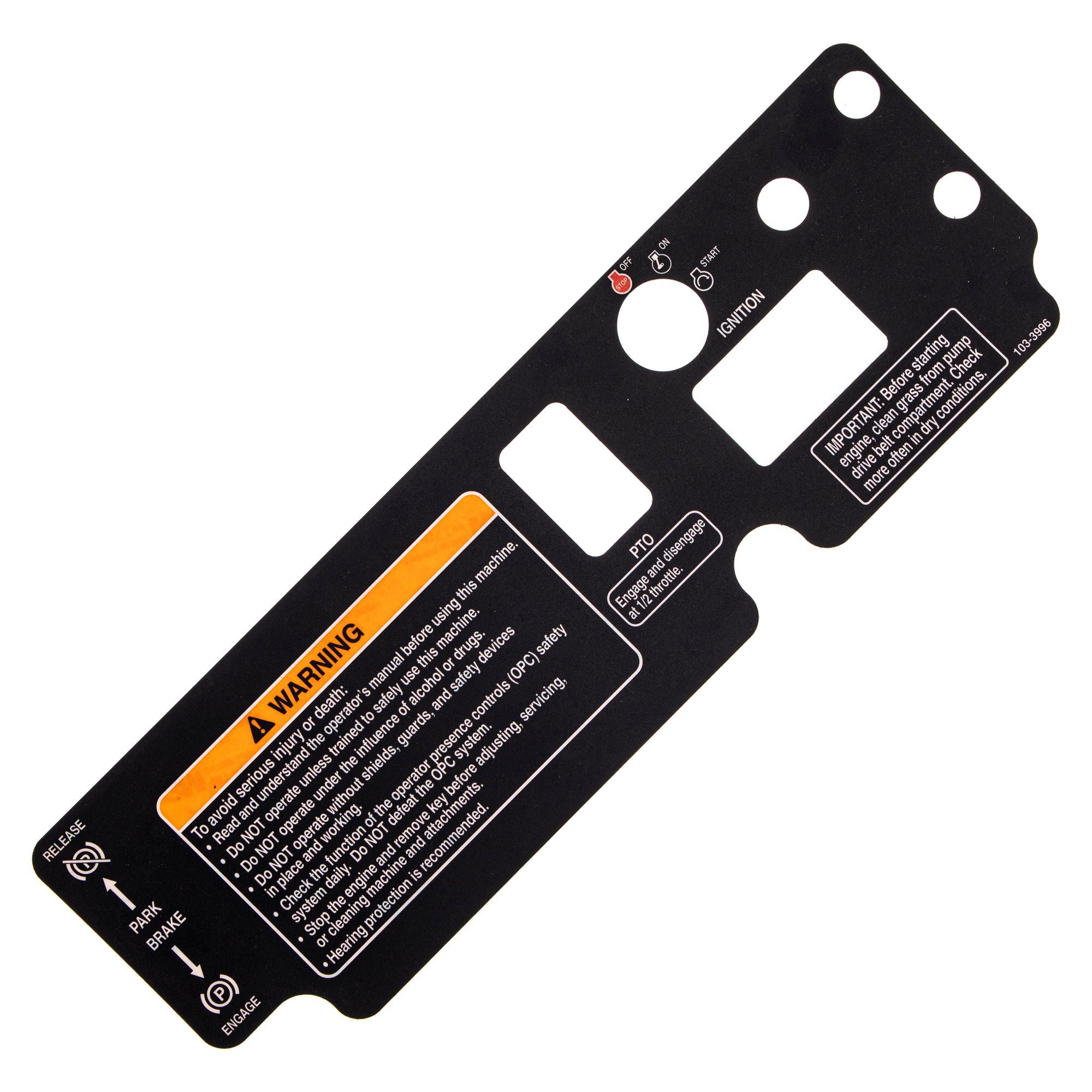 Exmark 103-3996 Console Decal