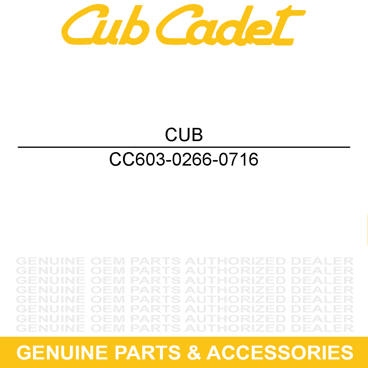 CUB CADET 603-0266-0716 Yellow Snow Blade Pivot Assembly