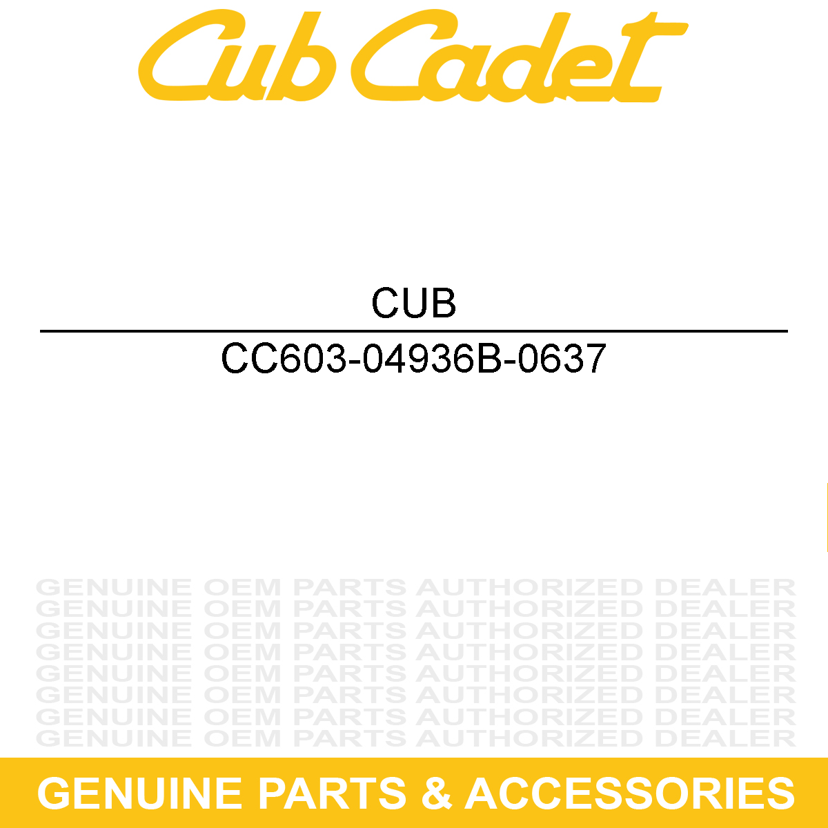 CUB CADET 603-04936B-0637 FRM ASM-GT MANUAL