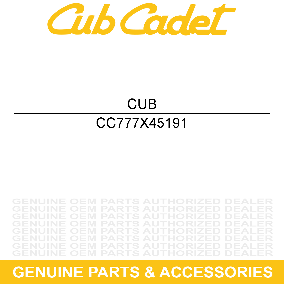 CUB CADET 777X45191 Label-Shell Tellus S