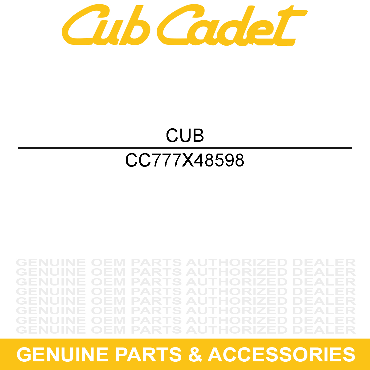 CUB CADET 777X48598 LABEL - CLEAR LAMI
