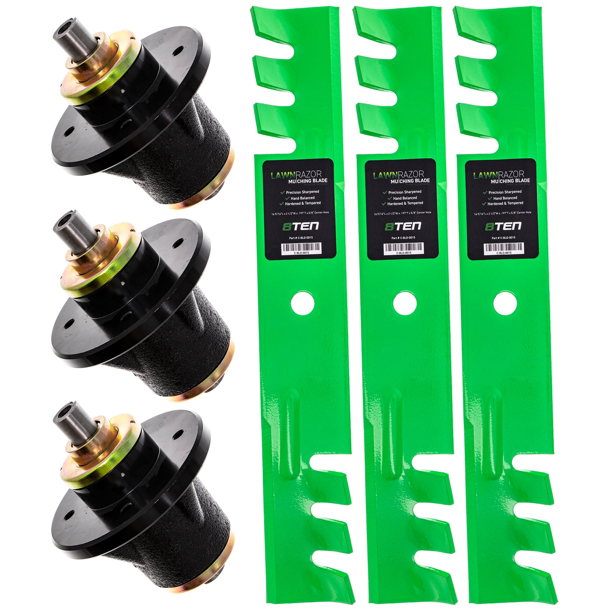 Deck Spindles & Mulching Blades Kit For Gravely Toro Great Dane MK1002151