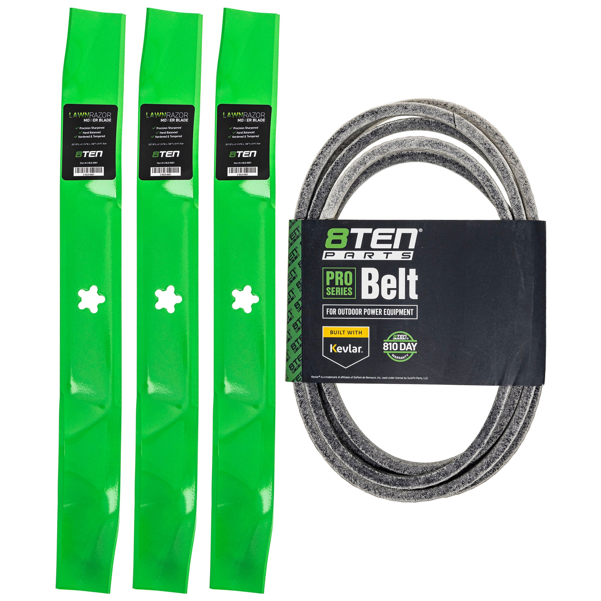 Mower Blades & Deck Belt Kit For Poulan Husqvarna Ryobi Outdoor MK1007798