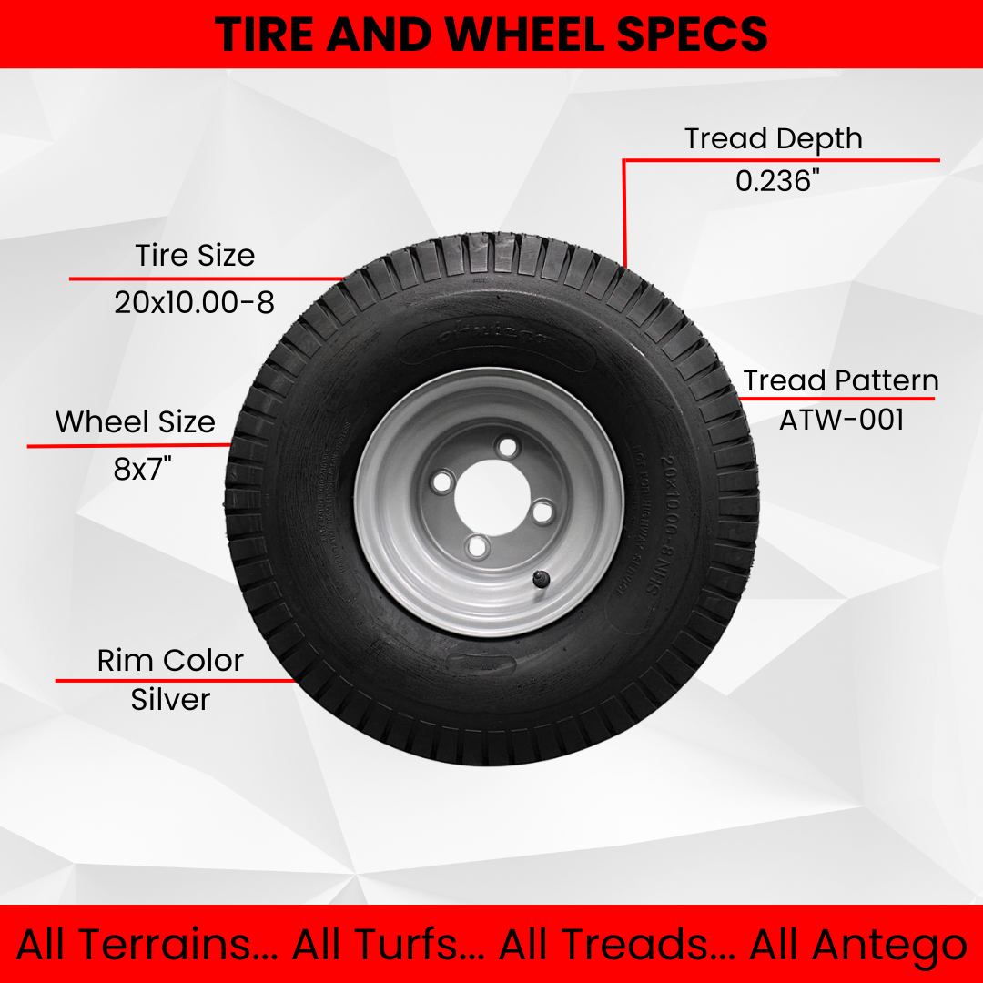 (Qty: 1) (ATW-001) 20x10.00-8 Tires & Wheels 4 Ply for Lawn & Garden Mower (Compatible with Husqvarna)
