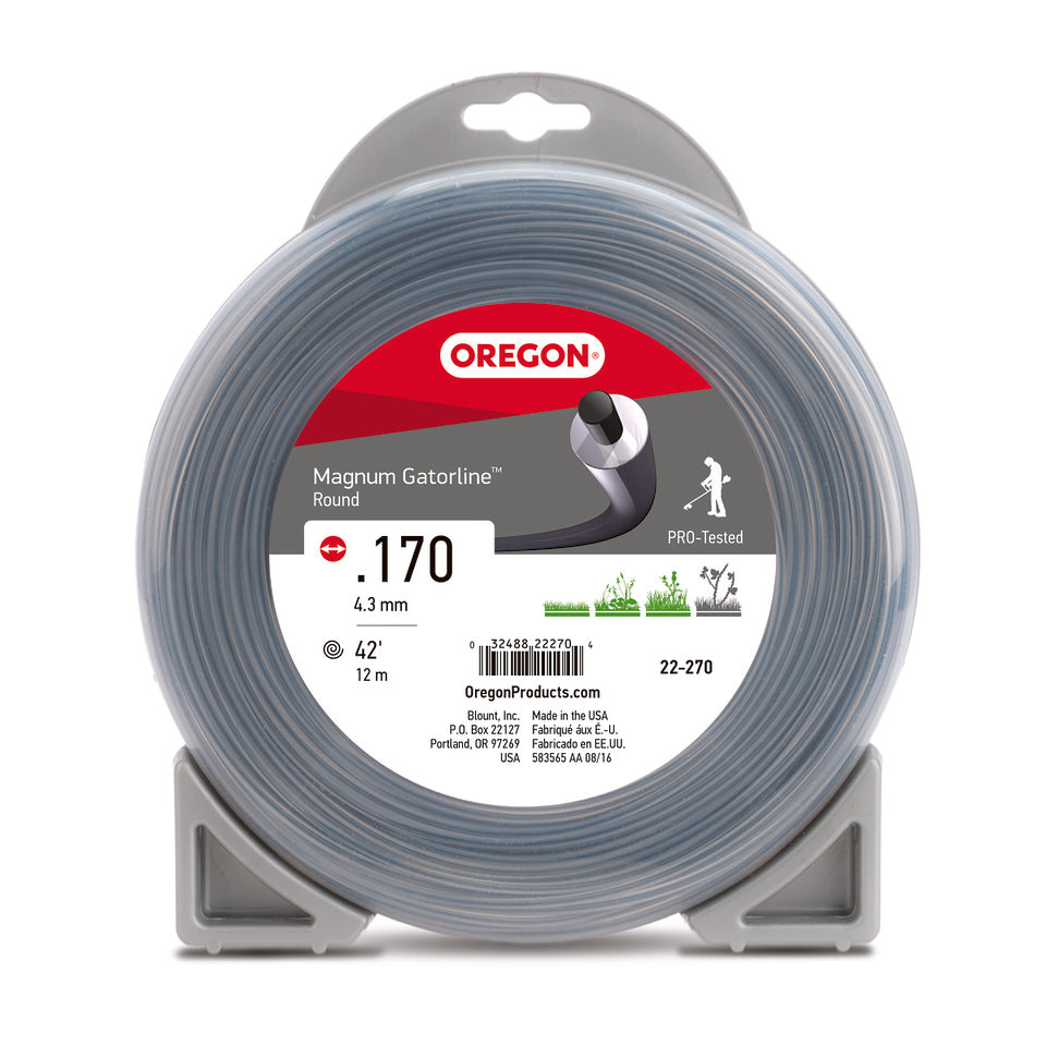 Oregon Trimmer Line - 22-270 - Magnum Gatorline - Round - .170" Gauge, 1/2 lb. Donut, 46 Feet