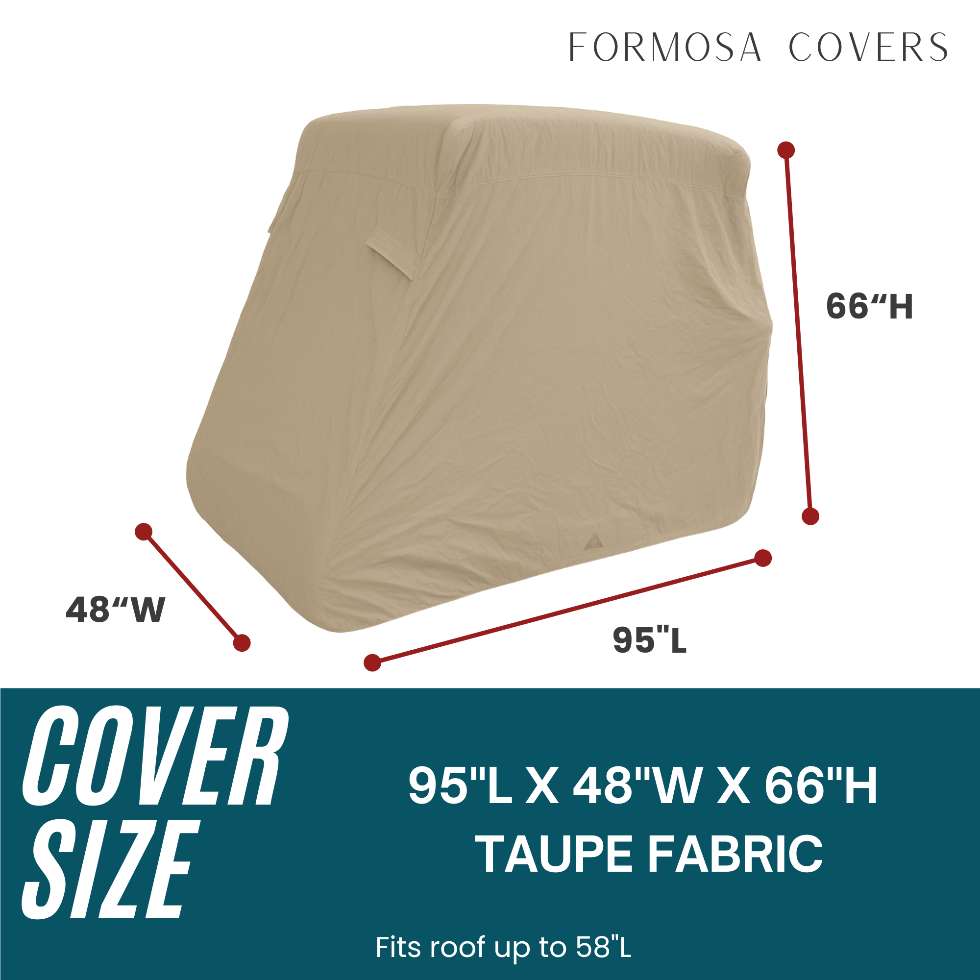 2 Passenger Golf Cart Storage Cover Taupe