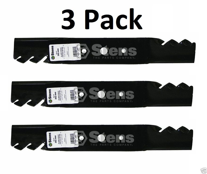 3 Pack Stens 302-444 Toothed Mower Blade for John Deere GX20250 L120 L130 48″