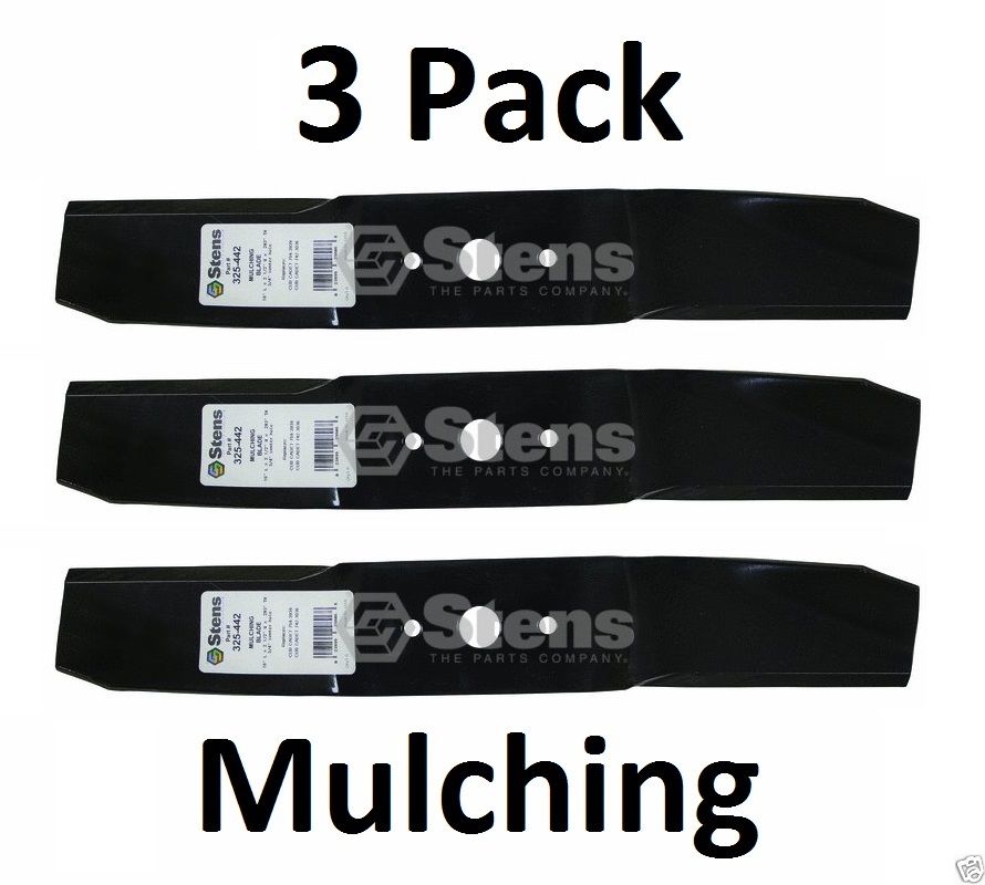 3 Pack Stens 325-442 Mulching Blade for Cub Cadet 742-3036 759-3939 44″