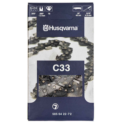 585642272 18 Chain C33 .325.050 72 Dl Husqvarna Genuine OEM Part - SUPERSEDED FROM 501840872, 591095772, 608100159