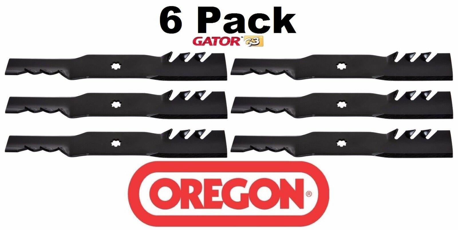 6 Pack Oregon 92-616 3-in-1 Gator Blade for John Deere GX21784 48″ 145 155C