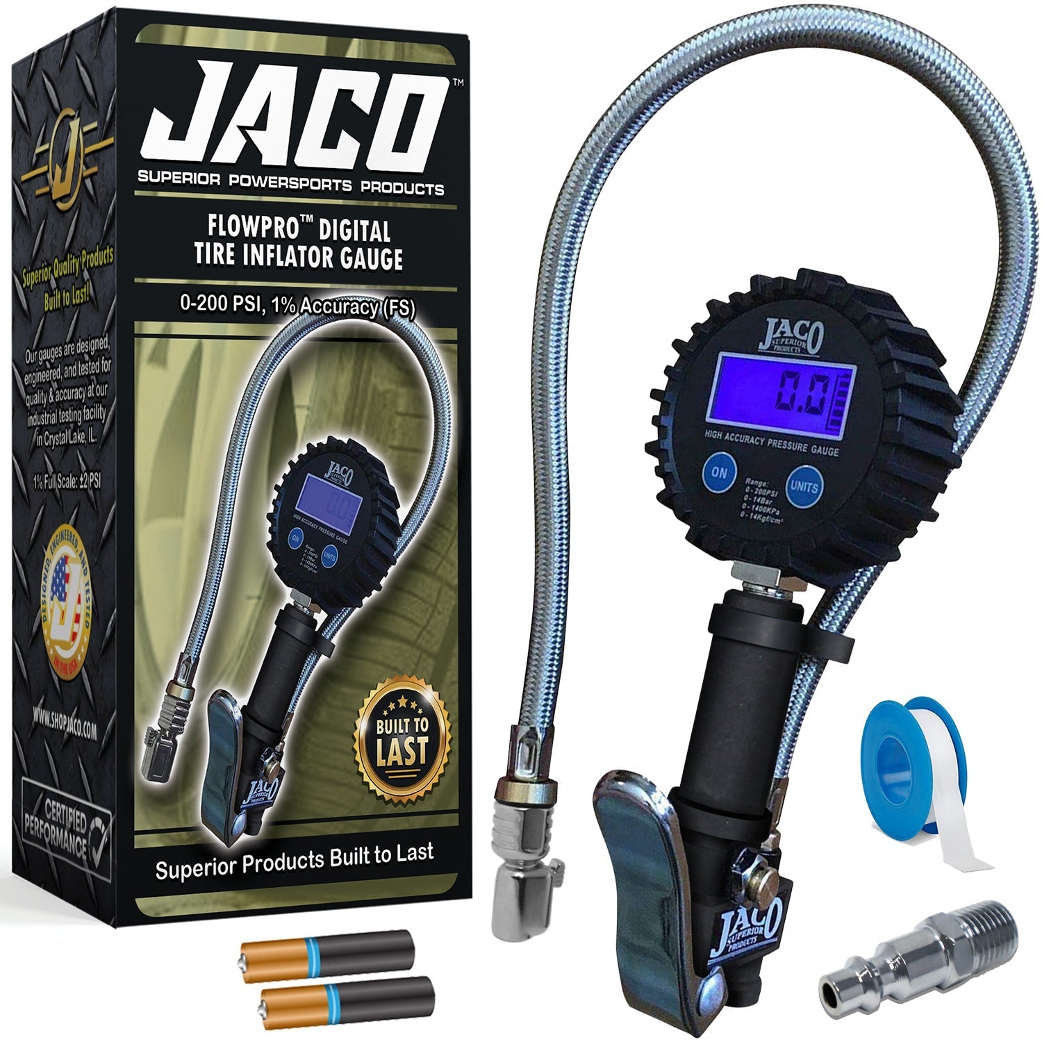 FlowPro Digital Tire Inflator with Pressure Gauge - 200 PSI