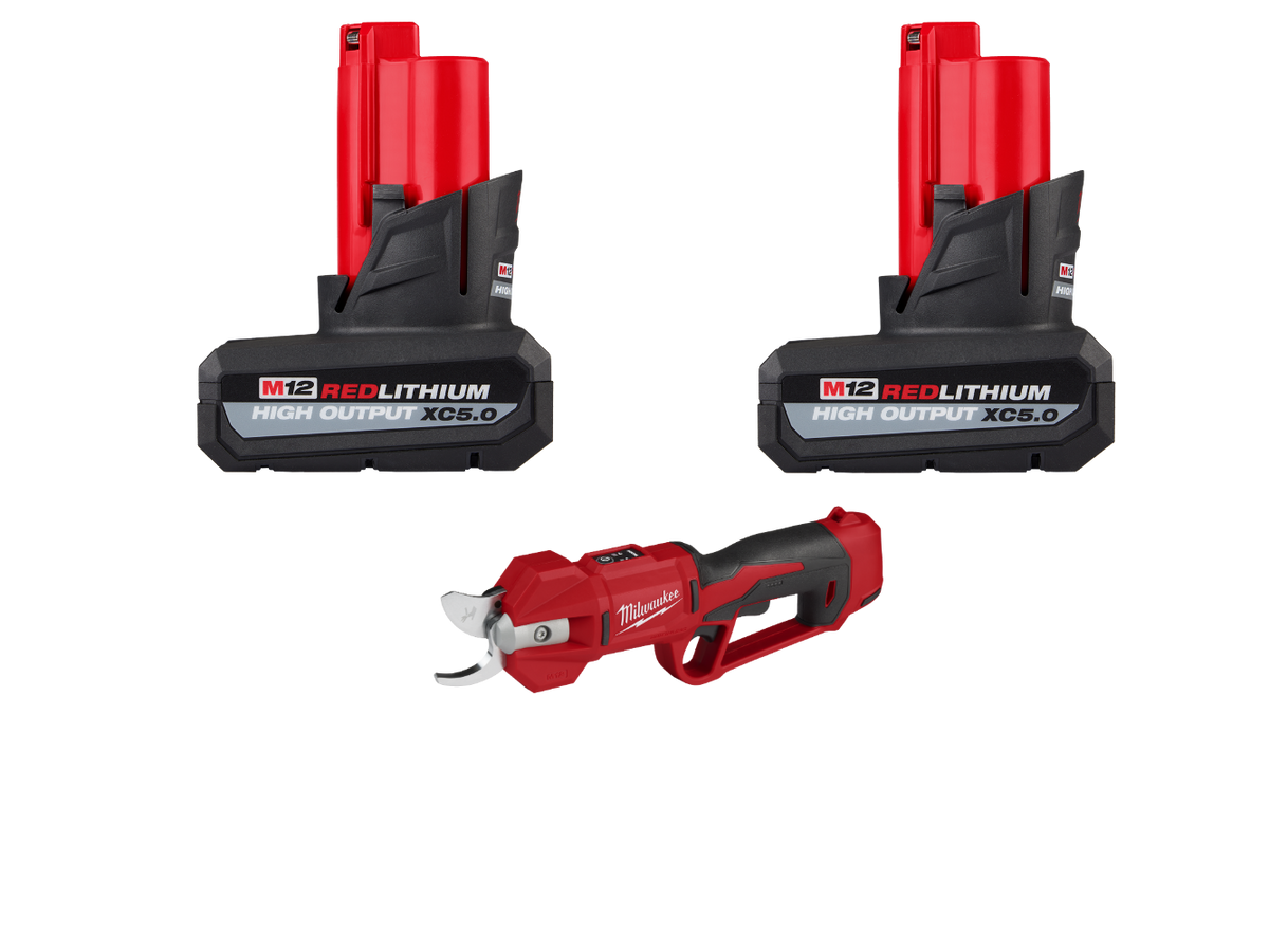 Milwaukee 2534-20x5 M12 12V Cordless Prunning Shears w/ 2 - M12 5AH Batteries