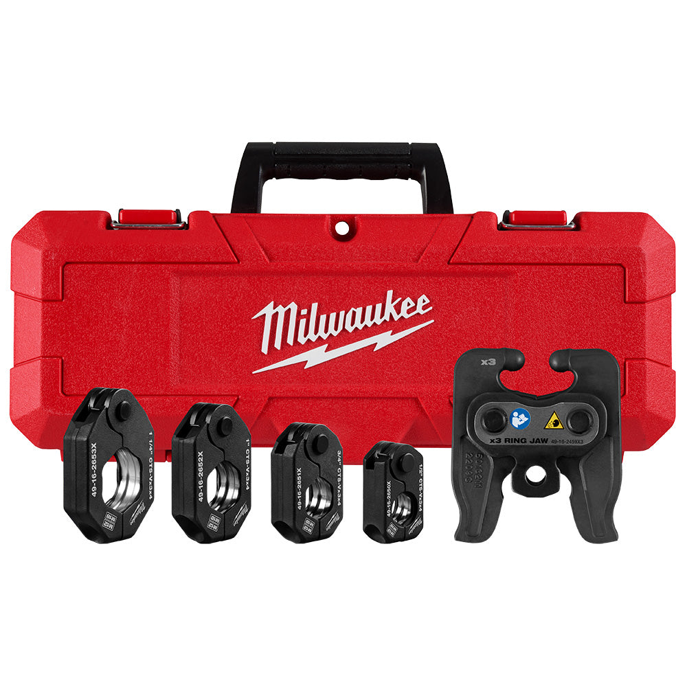 Milwaukee 49-16-2490X 1/2"- 1-1/4" CTS-V Pivoting Press Ring Kit M12 FORCE LOGIC