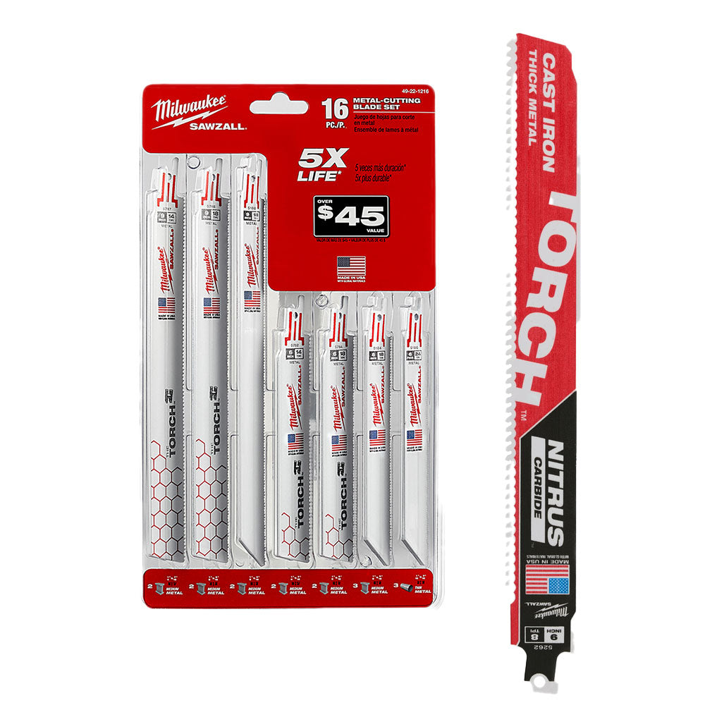 Milwaukee 49-22-1216 SAWZALL 16 PC Set w/ Nitrus Torch Blade