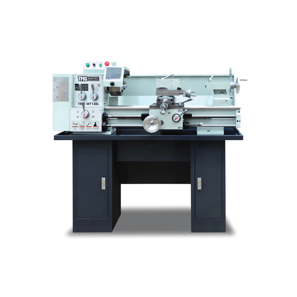13" x 30" Precision Metal Lathe with Stand, 1.1 kW Motor, 60 - 1800 RPM, 12 Spindle Speeds, Imperial & Metric Threading, TMG-MT13BL