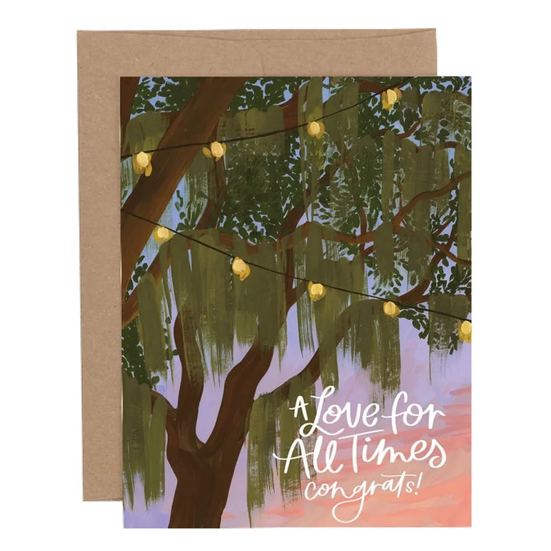 “A Love for All Times, Congrats!” Spanish Moss Wedding Card