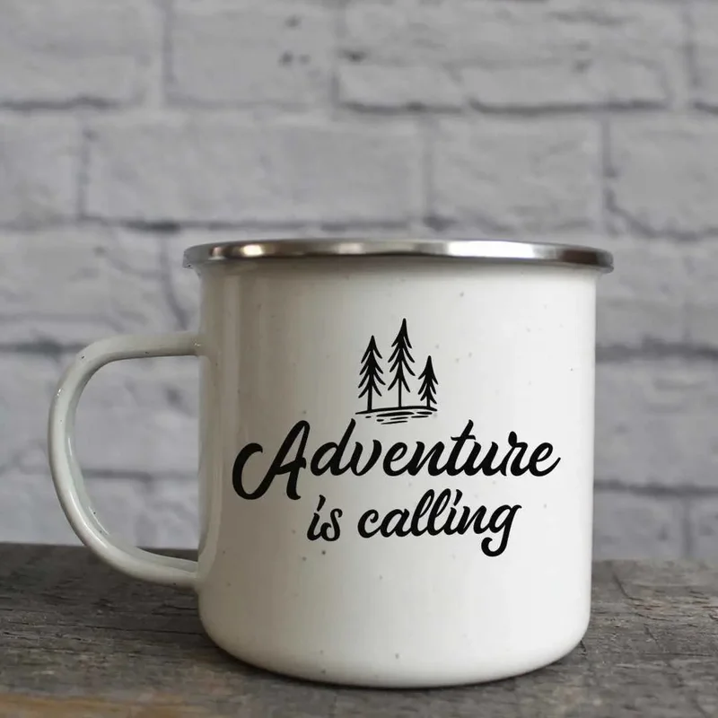 Adventure is Calling Enamel Campfire Mug