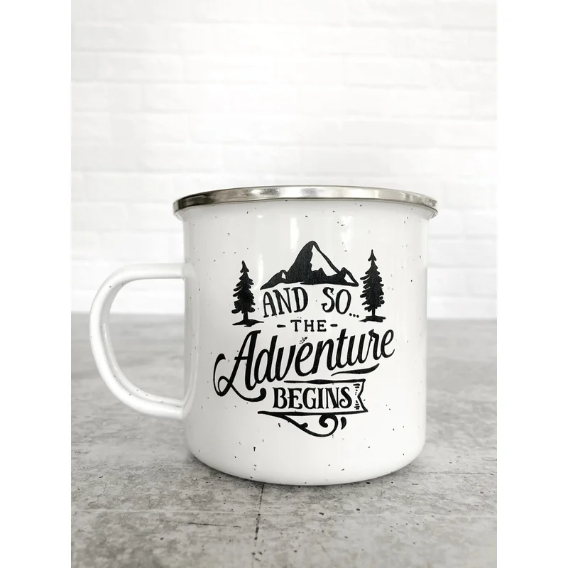 And So…The Adventure Begins Enamel Campfire Mug