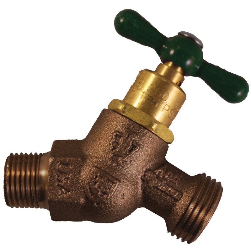 Arrowhead Brass 261LF Hose Bibb, 1/2 x 3/4 in, MIP x MHT, Brass