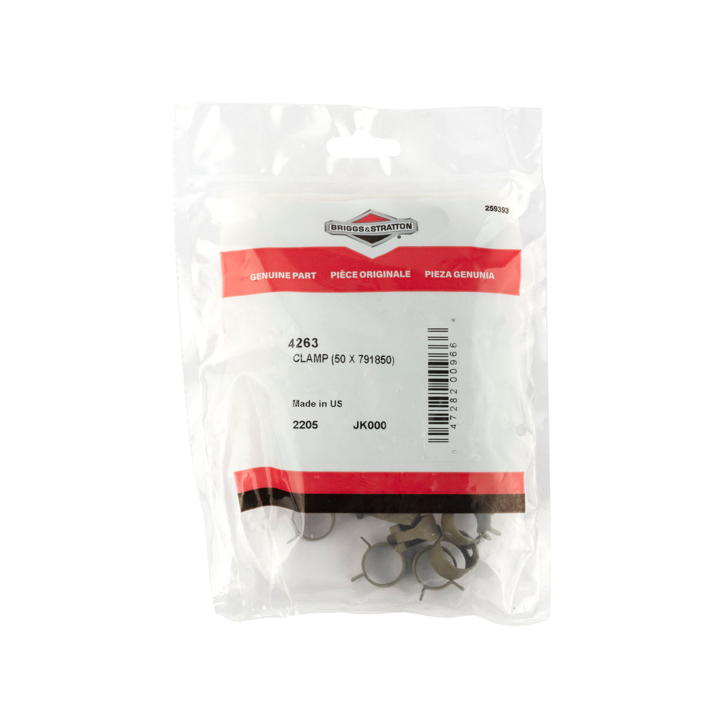 Briggs & Stratton - 4263 - Fuel Line Clamp, Green, ID .490” - Bulk 50 Pack of 791850