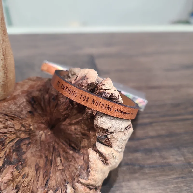 Be anxious for nothing – Leather Bracelet