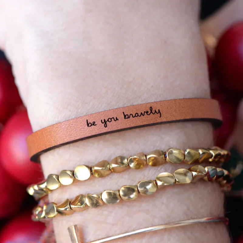 Be You Bravely – Brown Leather Bracelet KIDS