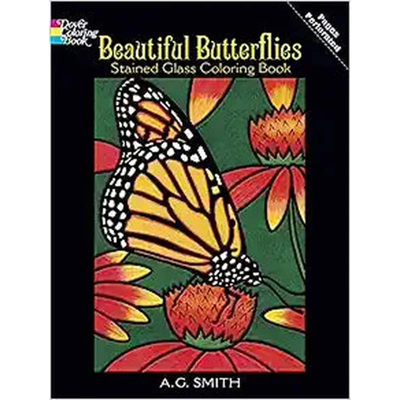 Beautiful Butterflies Stained Glass Coloring Book (Second) (Dover Butterfly Coloring Books)