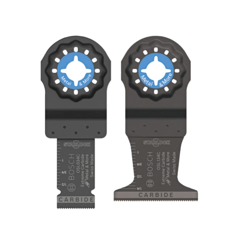 BOSCH Starlock OSL002CH Oscillating Tool Blade Set, 3/4 in, 1 in W Blade, Carbide Blade, 2-Piece