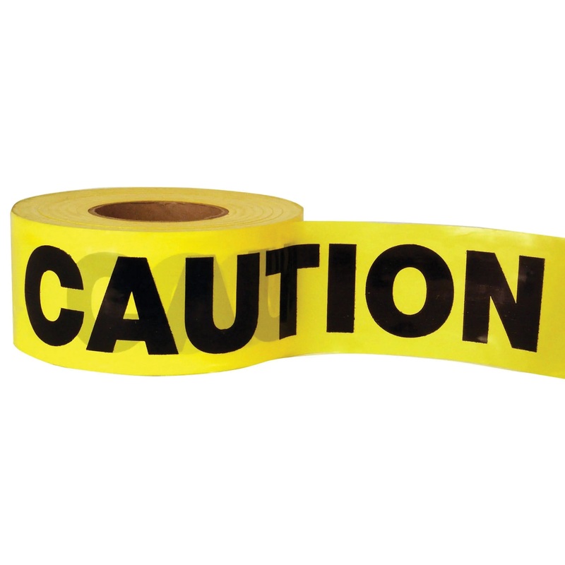 C.H.HANSON 19000 Barricade Tape, 1000 ft L, 3 in W, 1.5 mil Thick, CAUTION, Yellow Tape, Black Legend