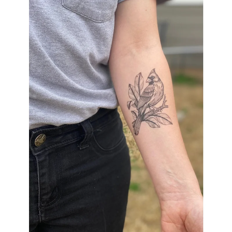 Cardinal Bird Temporary Tattoo
