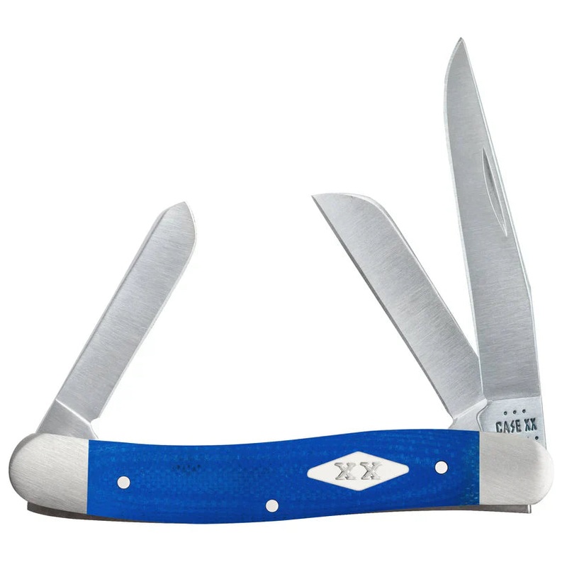 Case Knives Smooth Blue G-10 Medium Stockman with XX Diamond Shield