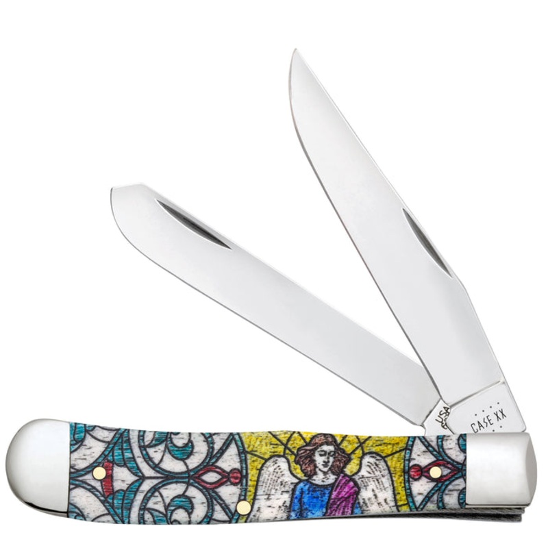 Case Stained Glass Angel Natural Bone Color Wash Trapper (Natural Bone – Angel)