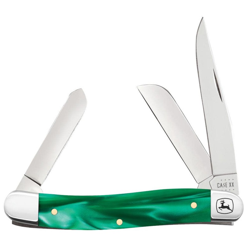 Case XX John Deere Large Stockman Bright Green Bone Pocket Knife 6375