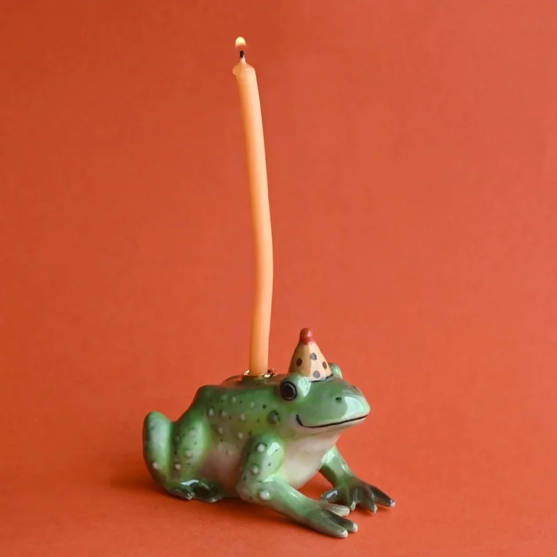 Charming Green Frog Cake Topper