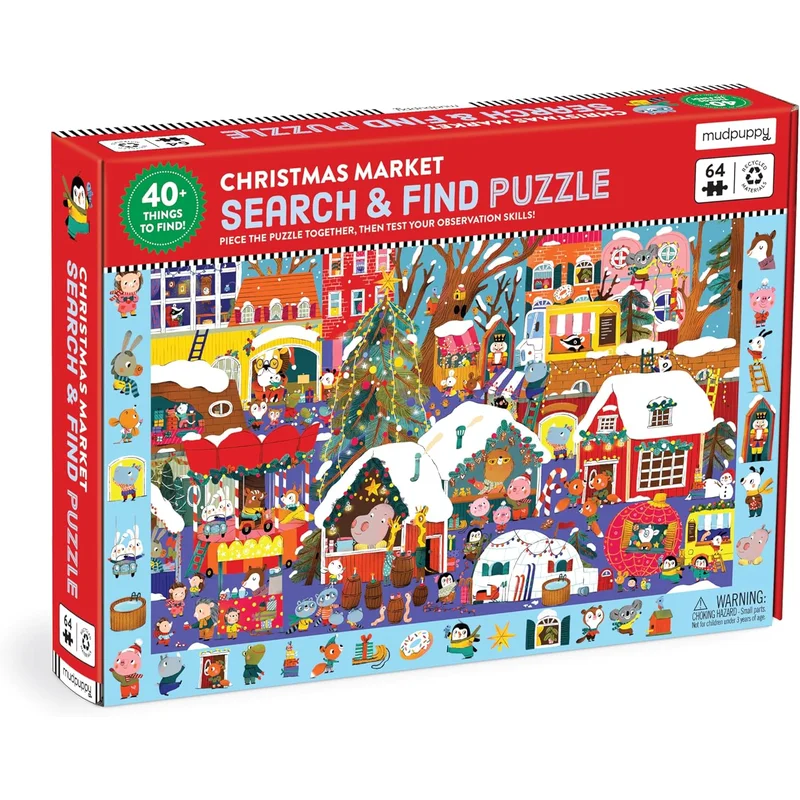 Christmas Market 64 Piece Search & Find Puzzle by Mudpuppy