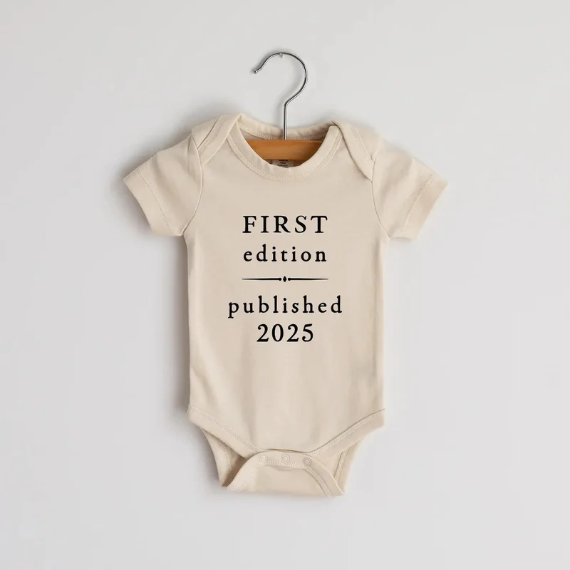 Cream First Edition 2025 Book Style Organic Baby Onesie