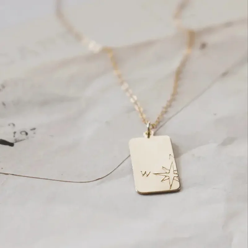 Dainty Compass Pendant Necklace
