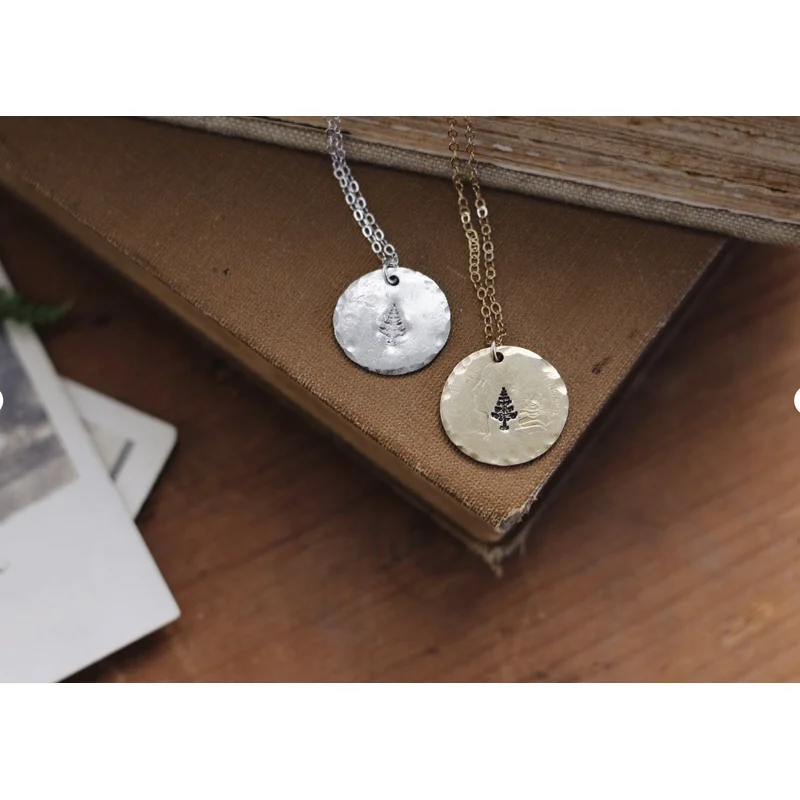 Dainty Stamped Tree Necklace