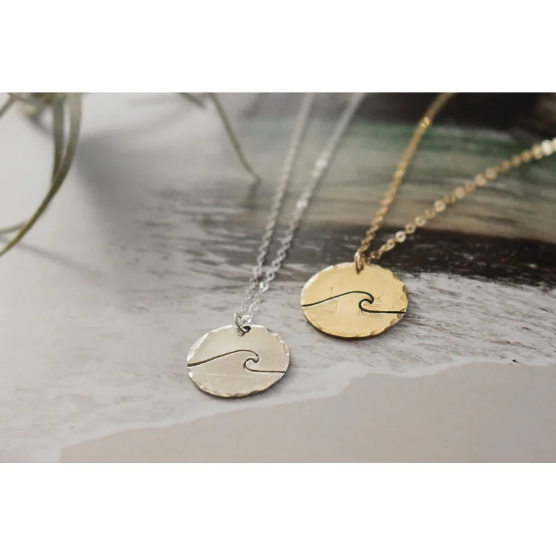 Dainty Stamped Wave Necklace
