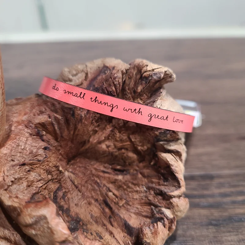 Do Small Things with Great Love – Coral Leather Bracelet