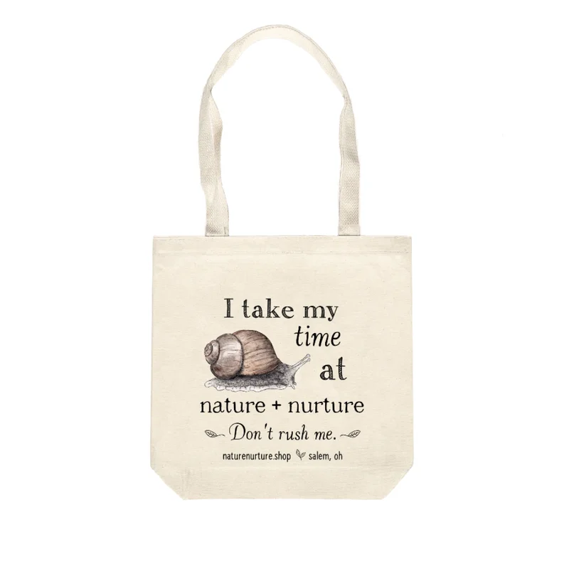 Don’t Rush Me Snail n+n Canvas Tote Bag by Twig & Moth