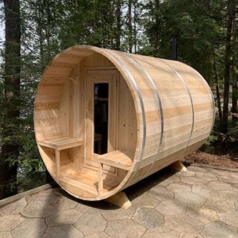 Dundalk Leisurecraft Wood Burning CT Serenity Flat Floor Plate Barrel Sauna