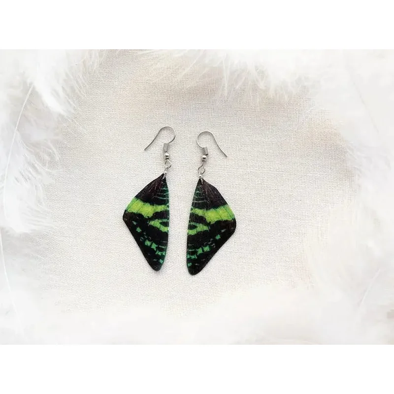 Emerald Green Fairy Wings Earrings #4