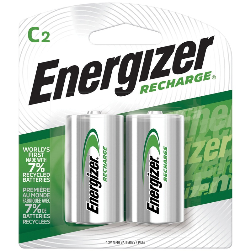 Energizer Recharge NH35BP-2(R2) Battery, Nickel Metal Hydride, C, 2500 mAh, 1.2 V Nominal, Rechargeable