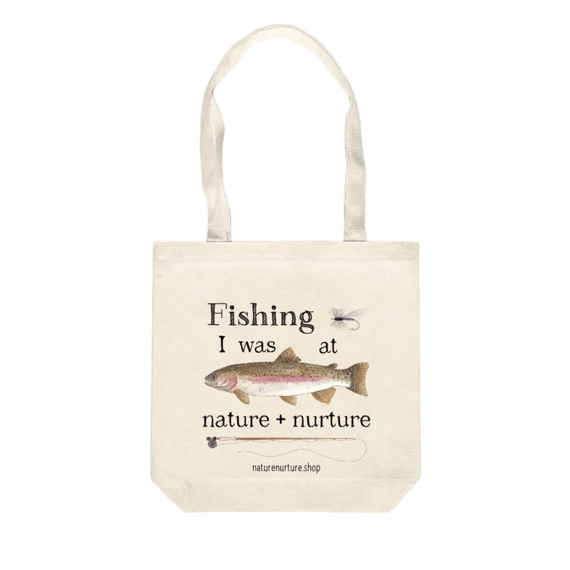 “Fishing I was at n+n” Canvas Tote Bag by Twig & Moth