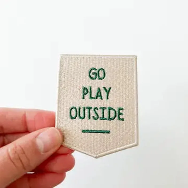 Go Play Outside Embroidered Iron-On Patch Outdoor Patch