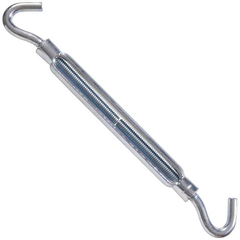 HARDWARE ESSENTIALS 321926 Exterior Turnbuckle, Hook x Hook End, 215 lb Load, 3/8-16 Thread, 16-1/4 in L Retracted