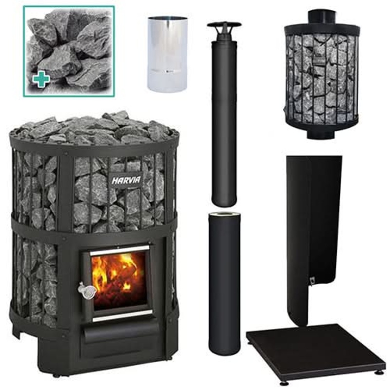 Harvia Legend 150 BK WH Pkg - Wood-Burning Sauna Stove Package, 16kW