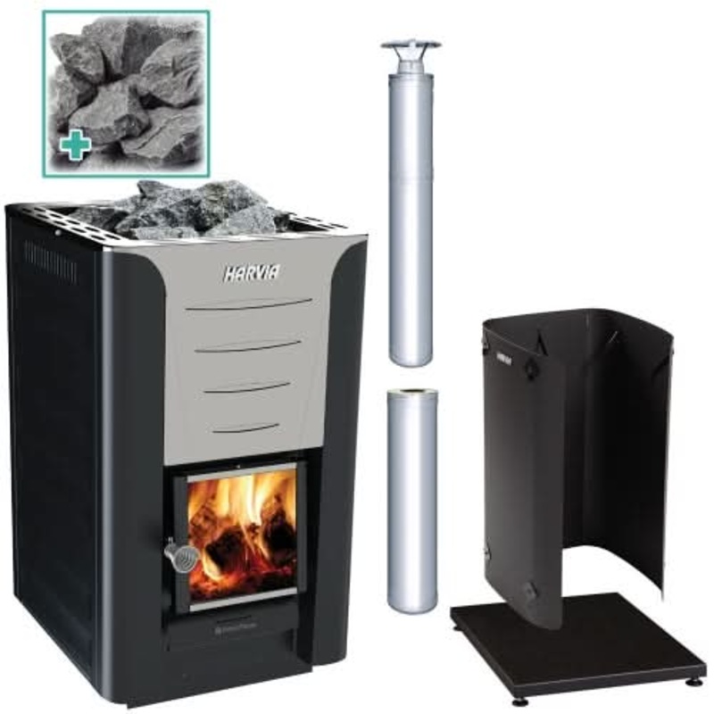 Harvia Pro 20 SS Pkg - Wood-Burning Sauna Stove Package, 24kW
